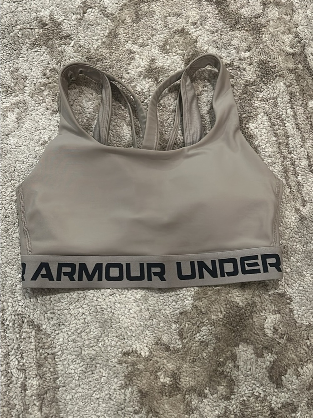 Under Armour Taupe/Beige Strappy Sports Bra with Branded Band